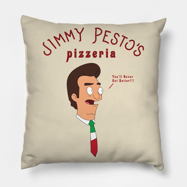 Jimmy Pesto's Pizzeria Pillow by Altdisney