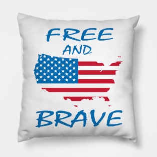 Free and Brave, 4th July Celebration Pillow