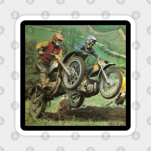 Vintage Motocross 2 Magnet by TommySniderArt