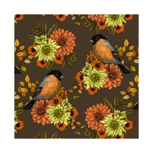 Bullfinch on autumn florals T-Shirt