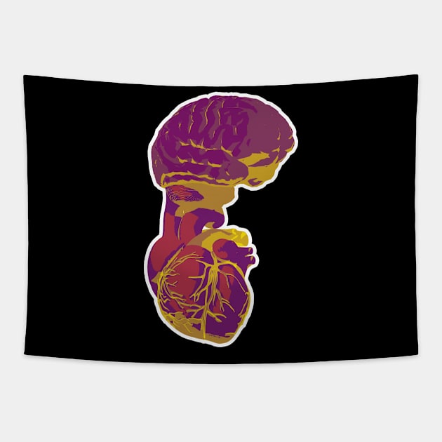 Psychedelic Brain-Heart Tapestry by RyanJGillDesigns