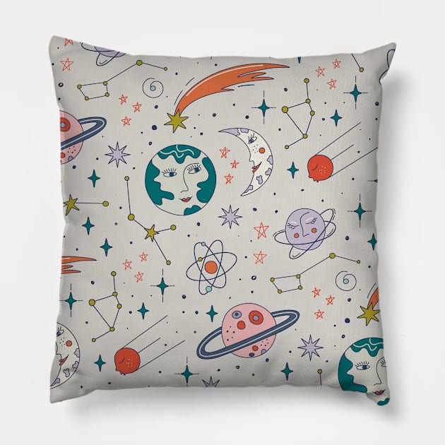 Outer space colorful print Pillow by DanielK