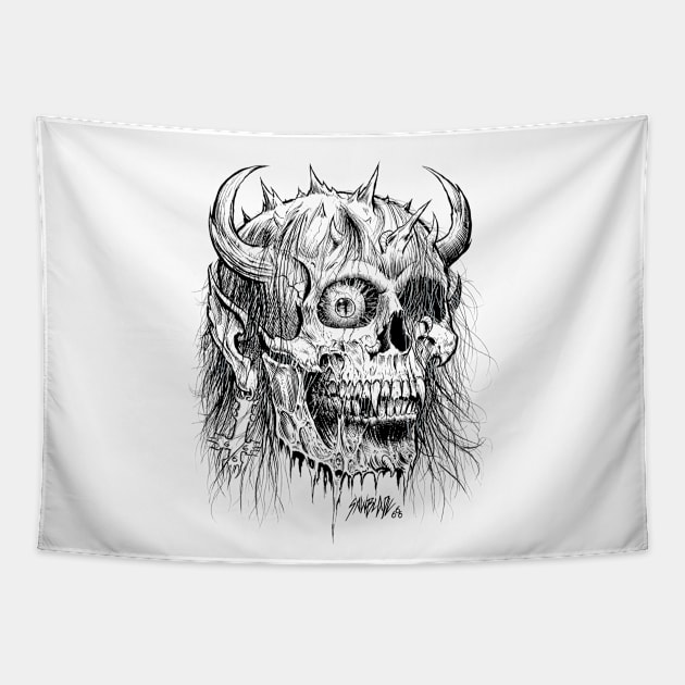 Demon Skull Tapestry by sawblade666