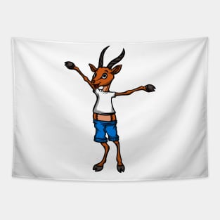 Cute Anthropomorphic Human-like Cartoon Character Gazelle Antelope in Clothes Tapestry