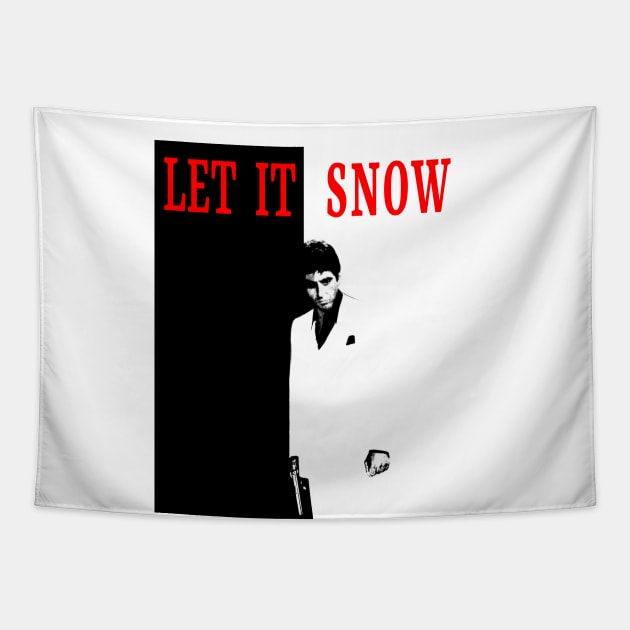 Let It Snow Scarface Movie Poster Holiday Tapestry by HeyListen