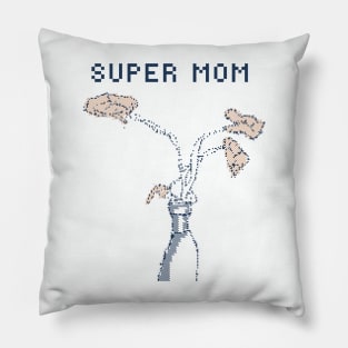 Mother's Day Super Mom - 1bit Pixelart Pillow