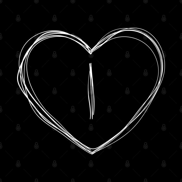 Letter I with heart frame in lineart style by KondeHipe