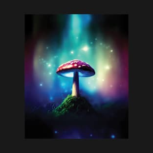 Magic Mushroom in Colorful Background T-Shirt