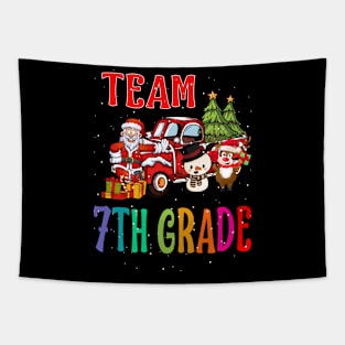 Team 7Th Grade Santa And Reindeer Christmas Tapestry