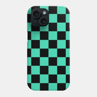 Bright Turquoise and Black Chessboard Pattern Phone Case