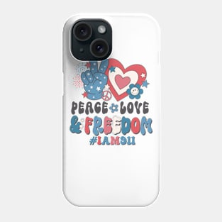 Peace Love and Freedom 4th of July Dispatcher Gift for 911 Thin Gold Line First Responders Phone Case