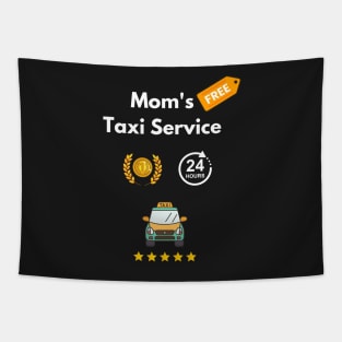 Moms taxi service free ride in cute taxi funny school pick up Tapestry