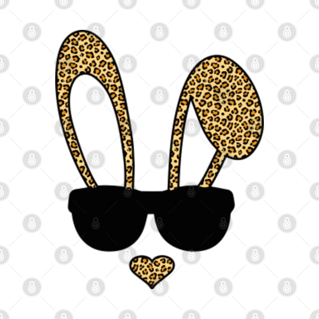 Easter Bunny Face With Glasses Bunny Ear Leopard Print by Julorzo