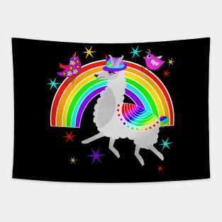 LLama Unicorn over the Rainbow Tapestry