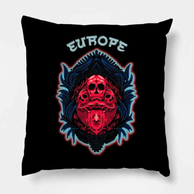 demon skull and buffalo ~ Europe Pillow by Katab_Marbun