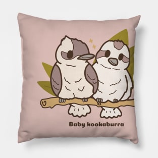 Cute Baby Kookaburra Bird Illustration Drawing Pillow