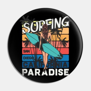 Surfing Paradise California Pin