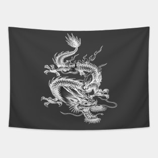 Chinese White Dragon Mythical Creature Tapestry