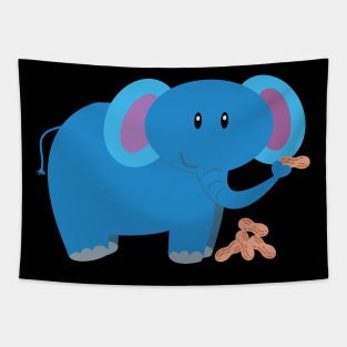 Cute Cartoon baby elephant with peanut Tapestry