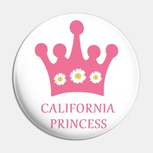 California Princess with Pink Crown and White Daisies Pin