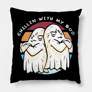 Chillin With My Boo Funny Halloween Ghost Design Pillow