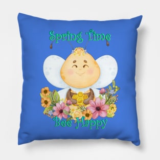 Spring Time Bee Happy Pillow