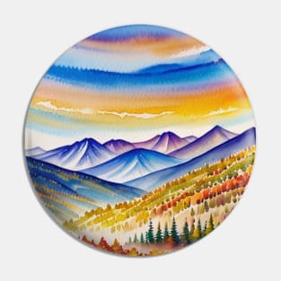 retro mountains design aquarel Pin