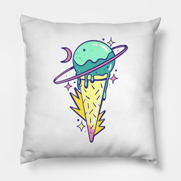 Saturn icecream cone Pillow by Paolavk