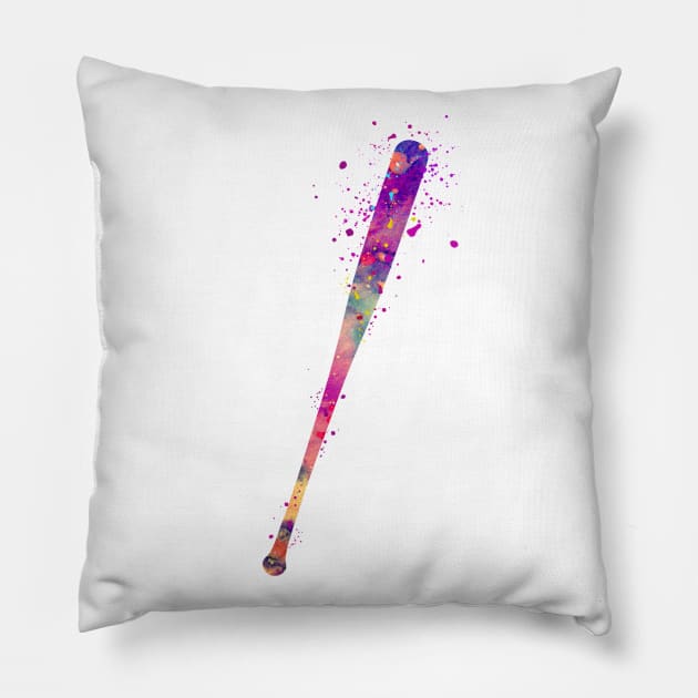 Baseball Bat Watercolor Baseball Player Gift Pillow by LotusGifts