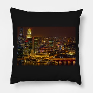 Singapore Skyline from SkyPark at Night Pillow