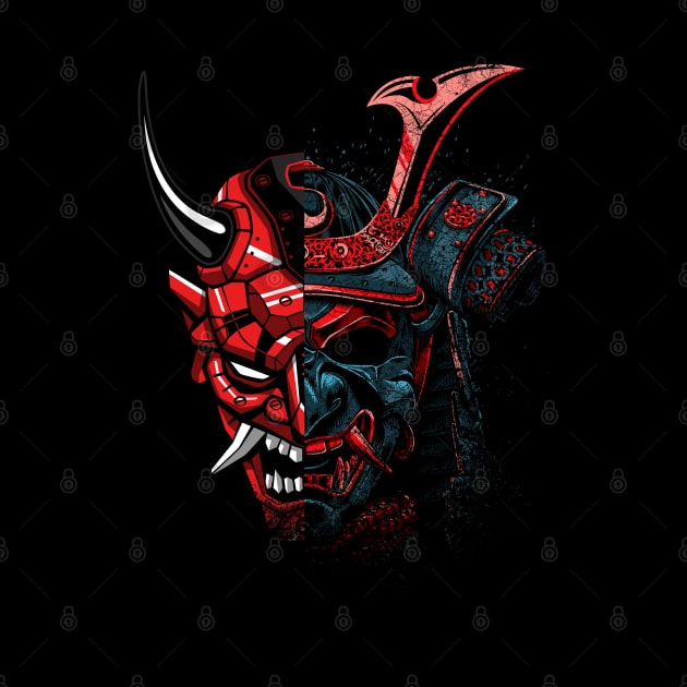 Double samurai mask by albertocubatas