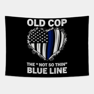 Thin Blue Line - OLD COP Heart Blue Line Tapestry