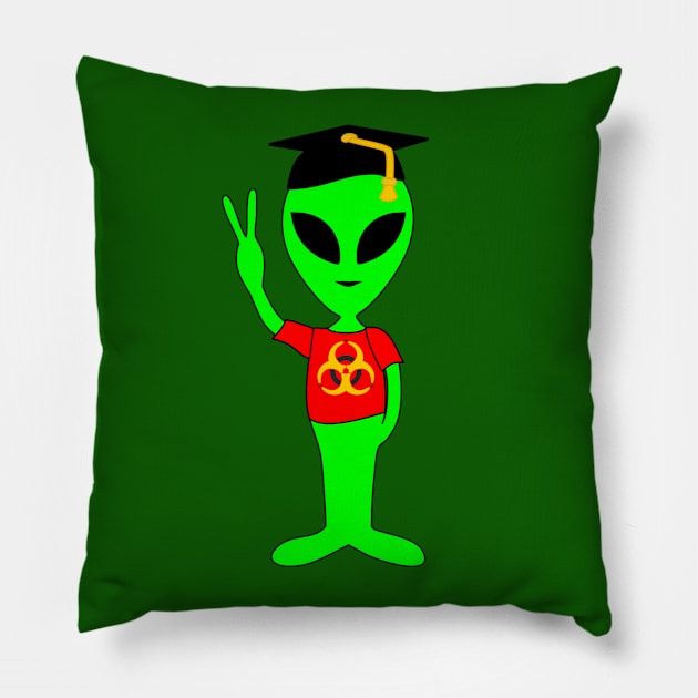 Peace Alien - College Student - Bioazard T-Shirt Pillow by EDDArt