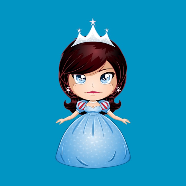 Princess With Black Hair In Blue Dress by LironPeer