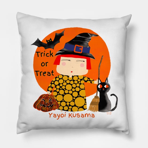 Halloween with Yayoi Kusama and her pumpkin Pillow by Angie16bkk