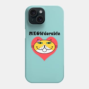 MEOWdorable - PURRty Yellow Kitty Face on a Red Heart Phone Case