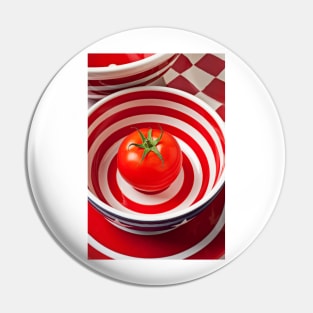 Tomato in red and white bowl Pin