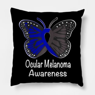 Ocular Melanoma Awareness  Black  Blue Pillow