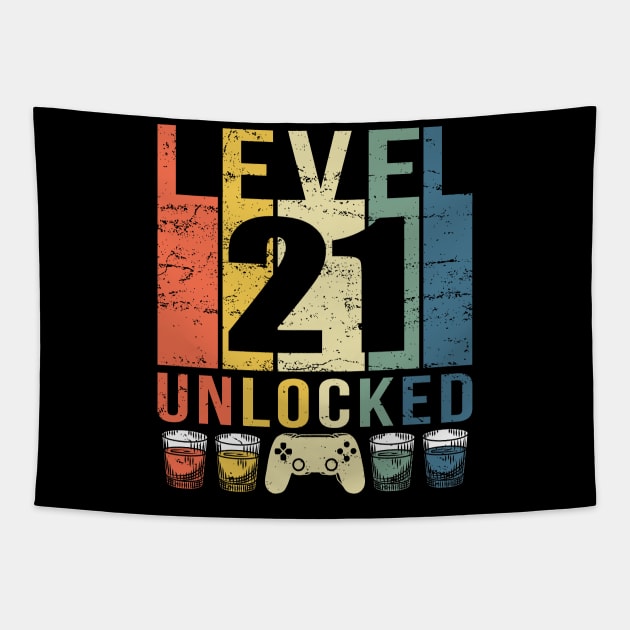 Level 21 Unlocked | 21st Birthday turning 21 years old gift Tapestry by MerchMadness