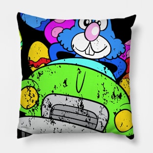 Retro Vintage Grunge Easter Bunny Pillow