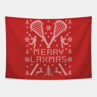 Merry Laxmas Funny Lacrosse Ugly Christmas Sweater Tapestry