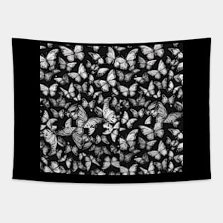 black and white butterflies pattern Tapestry