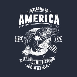 Welcome to America: Land of the Free Vintage Design T-Shirt