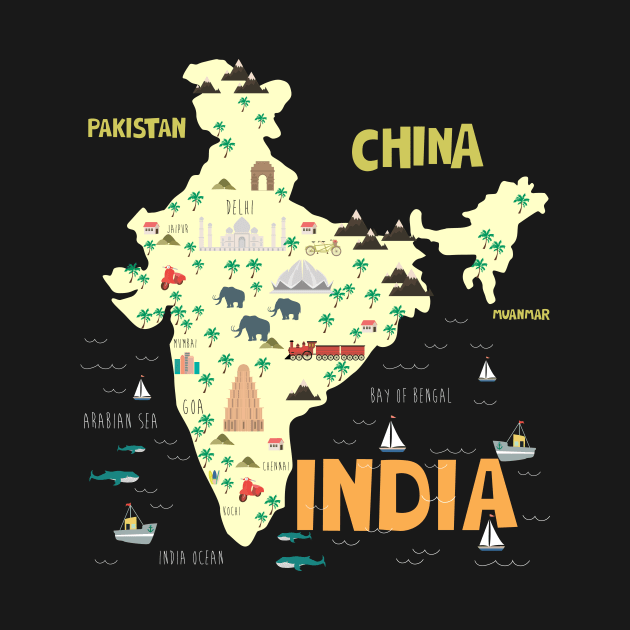 Illustrated India Map by JunkyDotCom