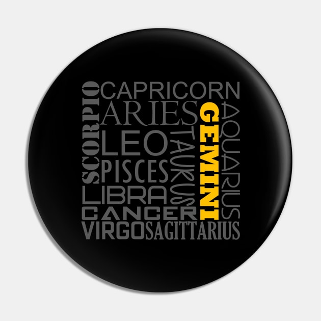 Gemini Zodiac Montage Pin by inotyler