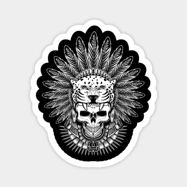 Warrior Skull Native Mexica Magnet by Watermelon Wearing Sunglasses