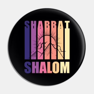 Shabbat Shalom Vintage Sunset Pin