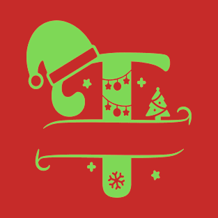 christmas monogram letter t T-Shirt