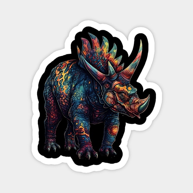 Colorful Horned Dino Magnet by DavisDesigns79