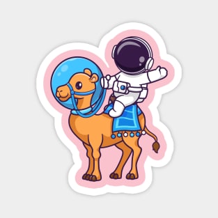 Cute Astronaut Riding Astronaut Camel Cartoon Magnet